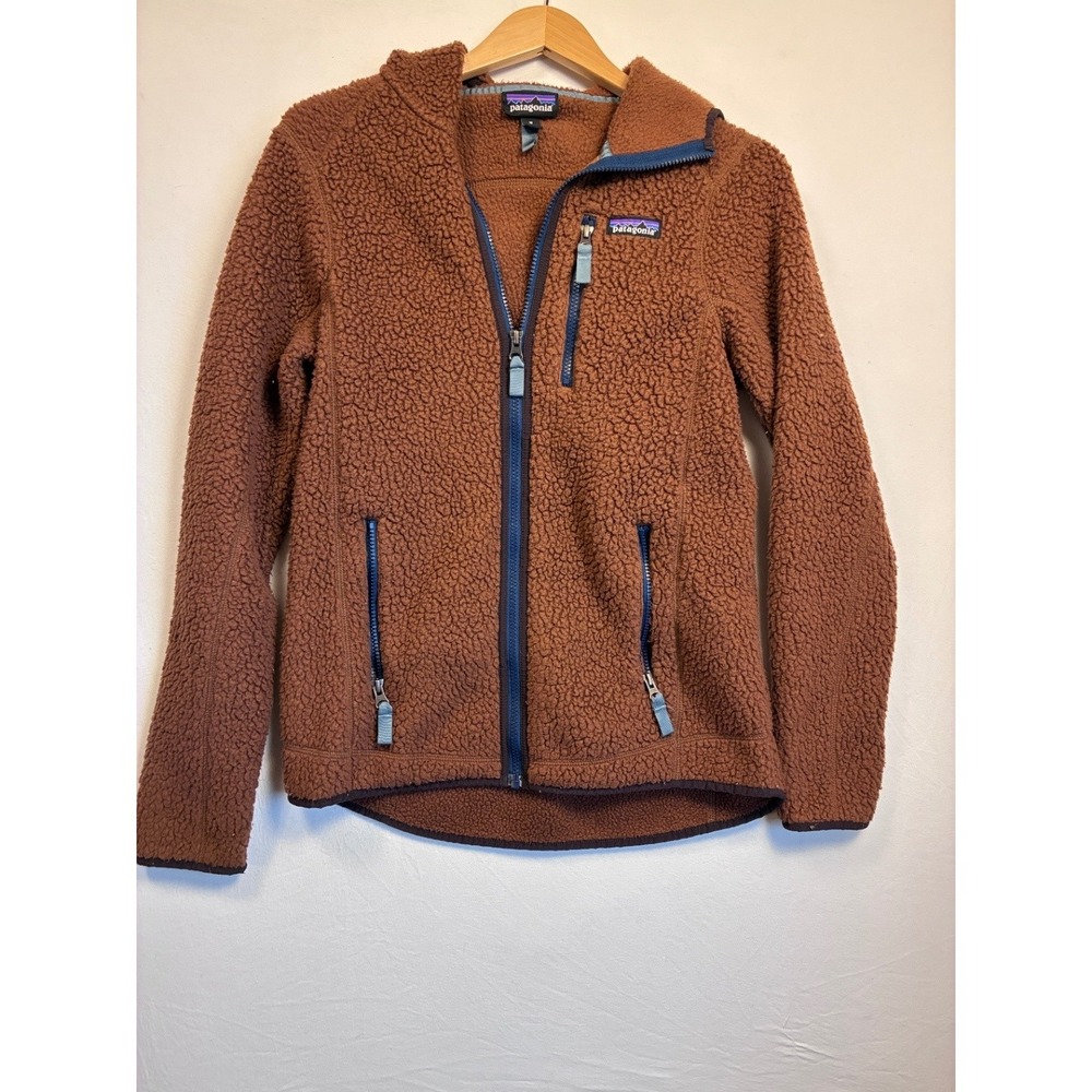 Patagonia Women's Retro Pile Hoody Brown Full Zip Fleece Jacket M